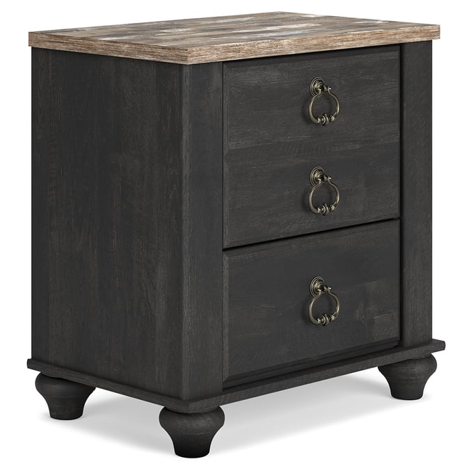 Ashley Furniture Nanforth Rustic Charcoal Two Drawer Night Stand B3670-92