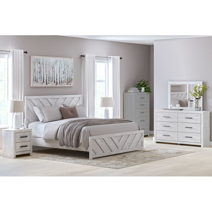 Ashley Furniture Cayboni Whitewash 4pc Bedroom Set With King Bed B3788-BR-S7