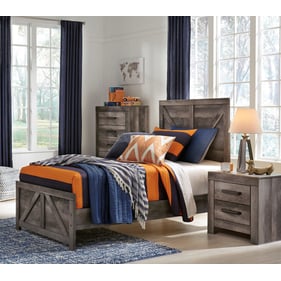 Ashley Furniture Wynnlow Gray Wood 2pc Bedroom Set With Twin Panel Bed