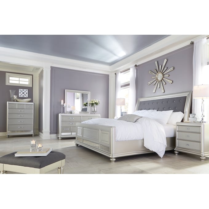 Ashley furniture silver bedroom outlet set