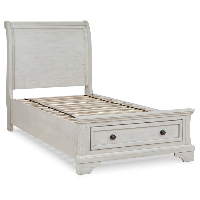 Ashley Furniture Robbinsdale Antique White Twin Sleigh Storage Bed B742B12