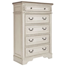 Ashley Furniture Realyn Chipped White Five Drawer Chest