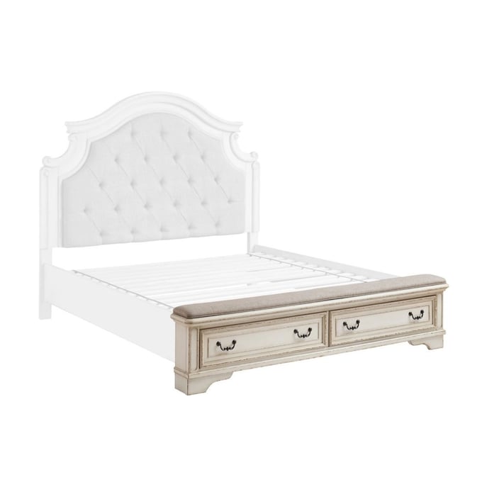 Ashley Furniture Realyn White Queen Upholstered Bench Footboard B743-54S