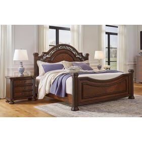 Ashley Furniture Lavinton Brown 2pc Bedroom Set With King Poster Bed