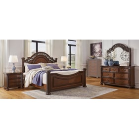 Ashley Furniture Lavinton Brown 4pc Bedroom Set With Cal King Poster Bed