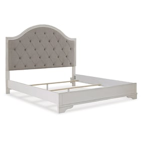 Ashley Furniture Brollyn Chipped White King Upholstered Panel Bed