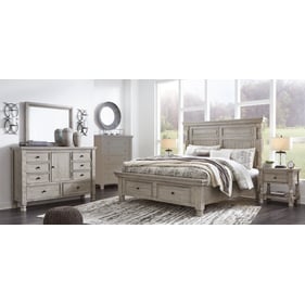 Ashley Furniture Harrastone Gray 4pc Bedroom Set With King Panel Bed