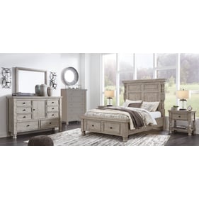 Ashley Furniture Harrastone Gray 4pc Bedroom Set With Queen Panel Bed