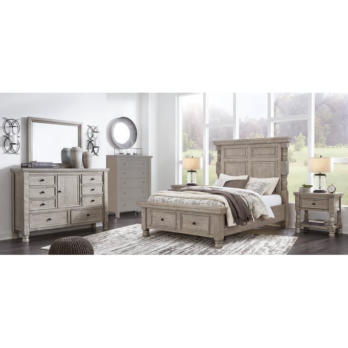 Ashley Furniture Harrastone Gray 4pc Bedroom Set With Queen Panel Bed B816-BR-S5