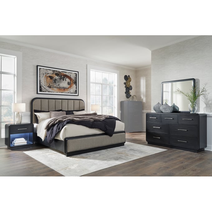 Ashley Furniture Rowanbeck Gray Black 4pc Bedroom Set With King Bed B821-BR-S5