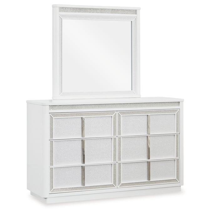 Ashley Furniture Chalanna White Dresser And Mirror B822B1