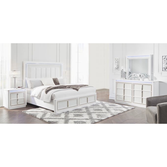 Ashley Furniture Chalanna White 4pc Bedroom Set With King Panel Bed B822-BR-S5