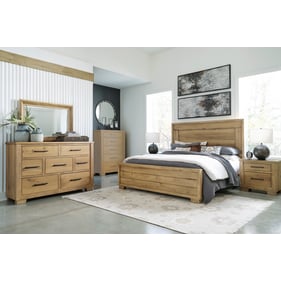 Ashley Furniture Galliden Light Brown 4pc Bedroom Set With Queen Panel Bed