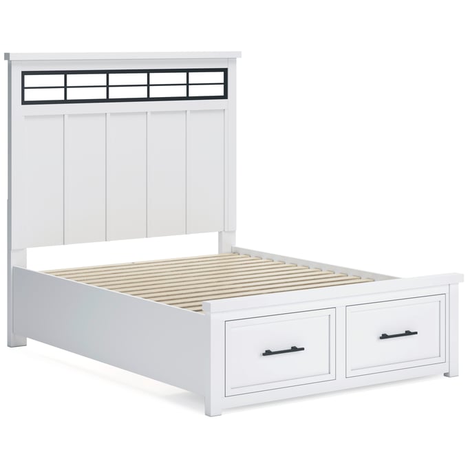 Ashley Furniture Ashbryn White Natural Queen Panel Storage Bed B844B2