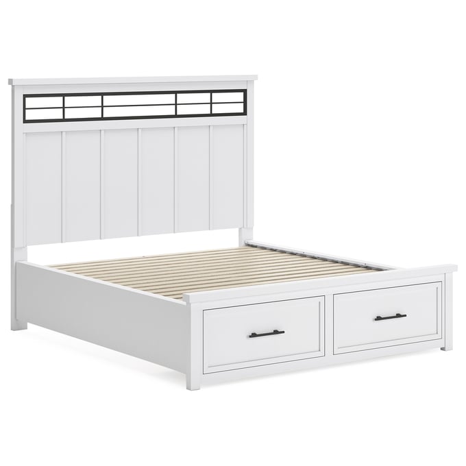 Ashley Furniture Ashbryn White Natural Cal King Panel Storage Bed B844B5