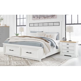 Ashley Furniture Ashbryn White Natural 2pc Bedroom Set With King Panel Stor...