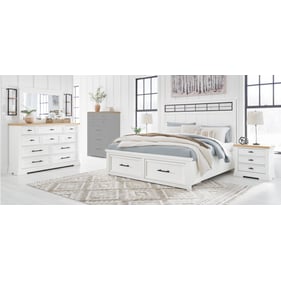 Ashley Furniture Ashbryn White Natural 4pc Bedroom Set With King Panel Stor...