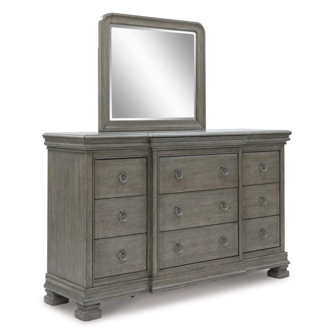 Ashley Lexorne Gray Dresser and Mirror B924B1