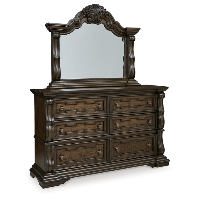 Ashley Furniture Maylee Dark Brown Dresser And Mirror B947B1