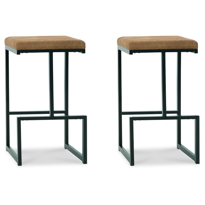 2 Ashley Furniture Strumford Caramel Tall Upholster Barstools D109-230