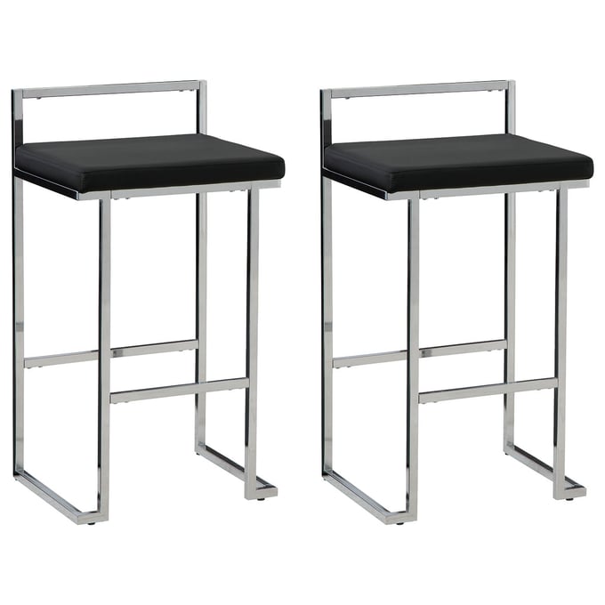 2 Ashley Furniture Madanere Black Tall Upholstered Bar Stools D275-630