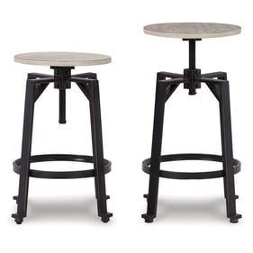 2 Ashley Furniture Karisslyn Whitewash Black Swivel Counter Stools