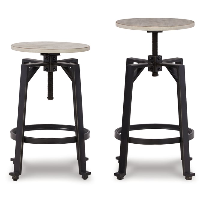 2 Ashley Furniture Karisslyn Whitewash Black Swivel Counter Stools D336-024