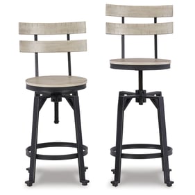 2 Ashley Furniture Karisslyn Whitewash Black Swivel Counter Height Stools