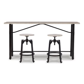 Ashley Furniture Karisslyn Whitewash Black 3pc Counter Height Set With Stoo...