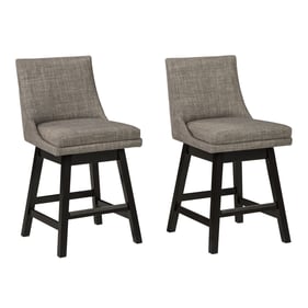 2 Ashley Furniture Tallenger Light Gray Upholstered Swivel Barstools