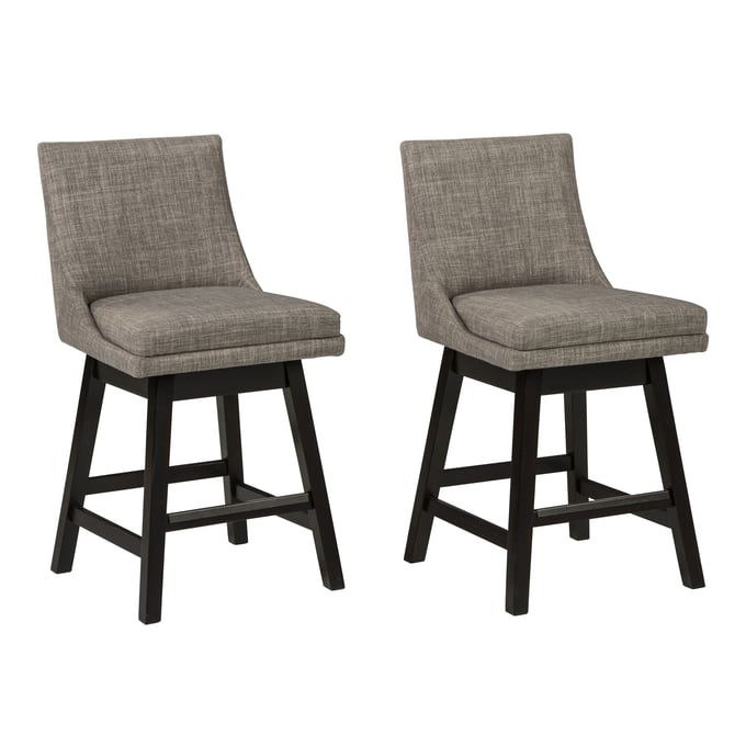 2 Ashley Furniture Tallenger Light Gray Upholstered Swivel Barstools D380-424