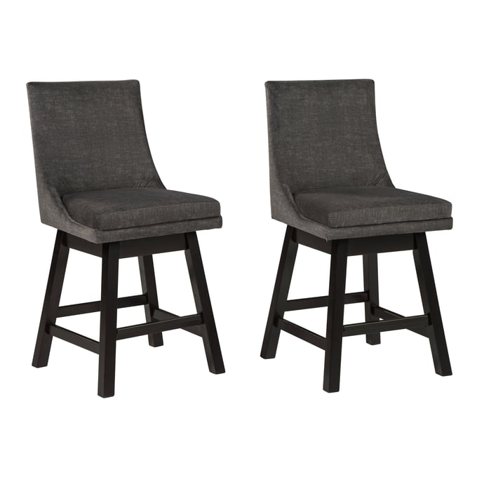 2 Ashley Furniture Tallenger Dark Gray Upholstered Swivel Barstools D380-624