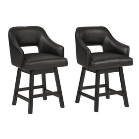 2 Ashley Furniture Tallenger Black Upholstered Swivel Barstools