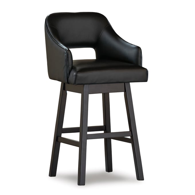 2 Ashley Furniture Tallenger Black Tall Upholstered Swivel Barstools D380-930