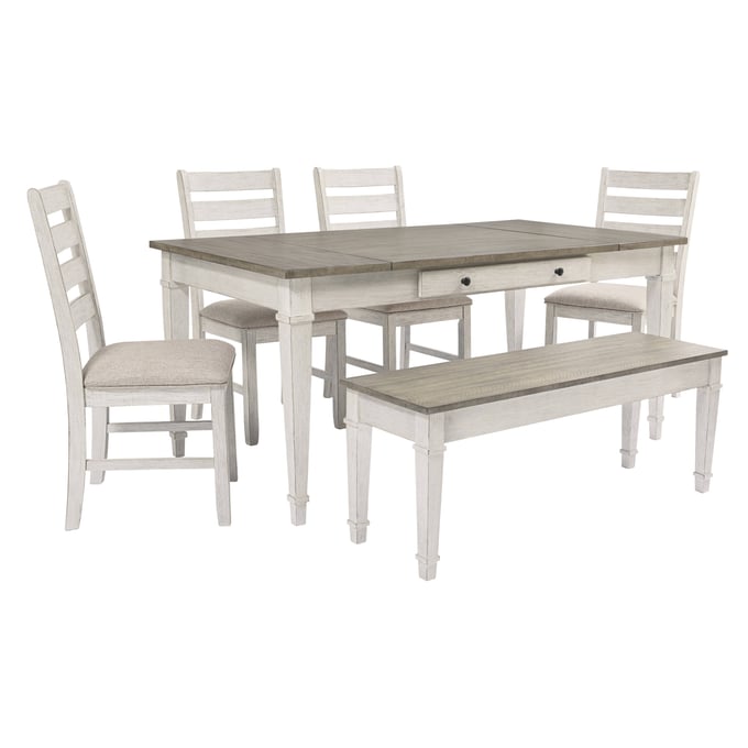 Ashley Furniture Skempton White Light Brown 6pc Dining Room Set D394-DR-S1