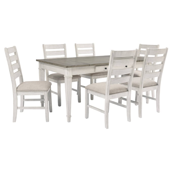 Ashley Furniture Skempton White Light Brown 7pc Dining Room Set D394-DR-S3