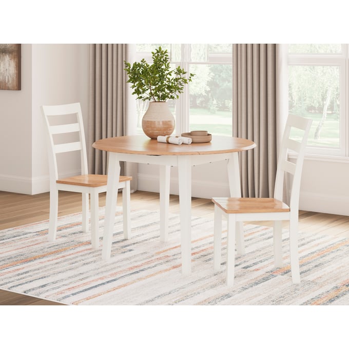 Ashley Furniture Gesthaven Natural White 3pc Round Dining Room Set D398-DR-S1