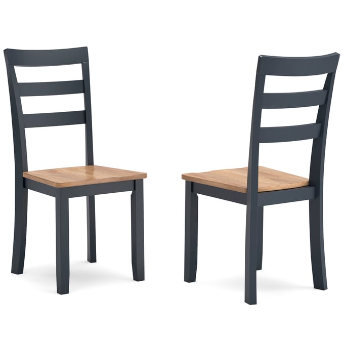 2 Ashley Furniture Gesthaven Natural Blue Dining Side Chairs D399-01