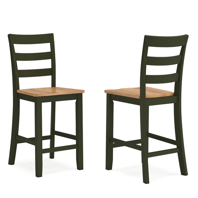 2 Ashley Furniture Gesthaven Natural Green Barstools D401-124