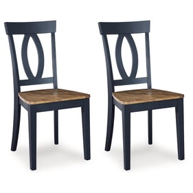 2 Ashley Furniture Landocken Brown Blue Dining Side Chairs