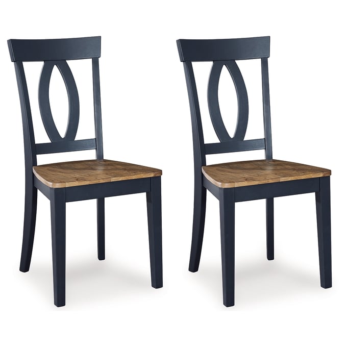 2 Ashley Furniture Landocken Brown Blue Dining Side Chairs D502-01