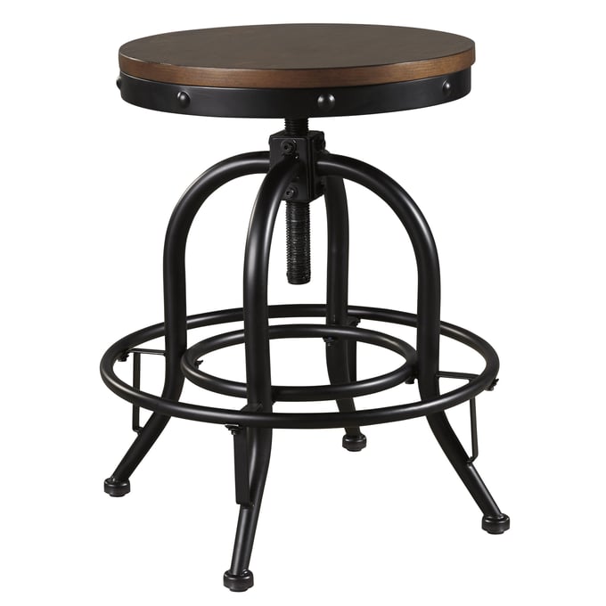 2 Ashley Furniture Valebeck Brown Black Swivel Barstools D546-224