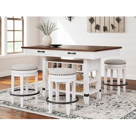 Ashley Furniture Valebeck White Brown 5pc Counter Height Set With Swivel St...