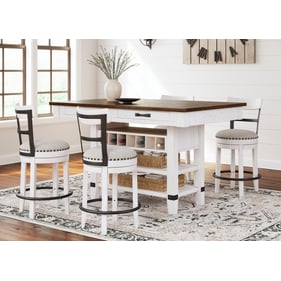 Ashley Furniture Valebeck White Brown 5pc Counter Height Set With Swivel Ba...