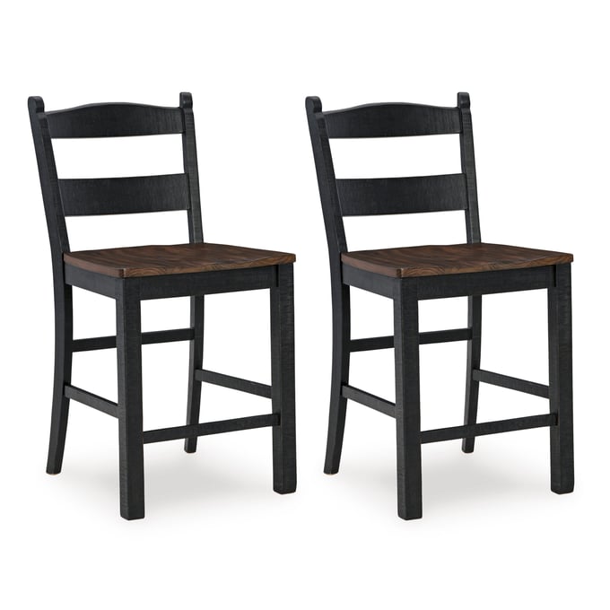 2 Ashley Furniture Valebeck Black Brown Barstools D546-724