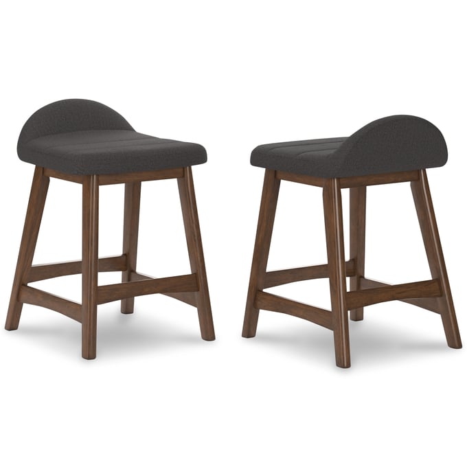 2 Ashley Furniture Lyncott Charcoal Upholstered Barstools D615-224