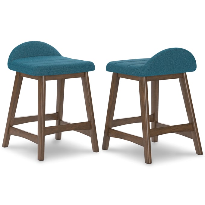 2 Ashley Furniture Lyncott Blue Upholstered Barstools D615-324