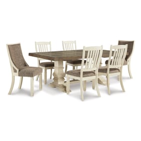 Ashley Furniture Bolanburg Antique White Upholstered 7pc Dining Room Set