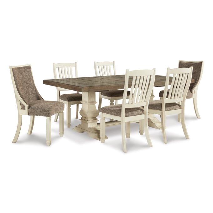 Ashley Furniture Bolanburg Antique White Upholstered 7pc Dining Room Set D647-DR-S8