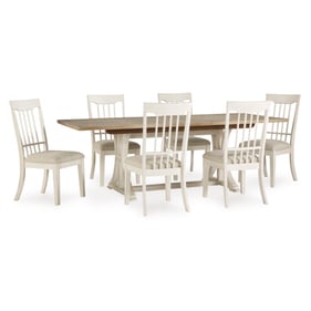 Ashley Furniture Shaybrock Antique White Brown 7pc Dining Room Set